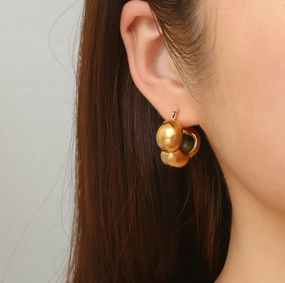 1 Pair Simple Style C Shape Inlay 304 Stainless Steel Titanium Steel Rhinestones 18K Gold Plated Earrings