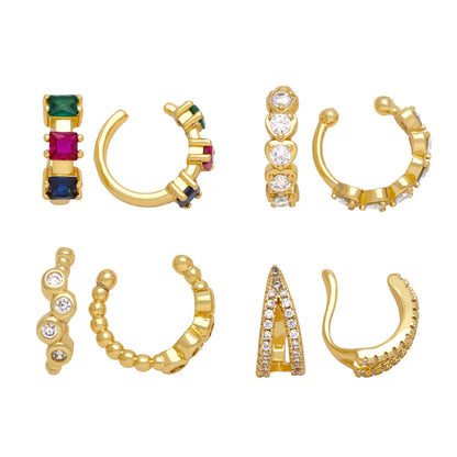 1 Pair Simple Style C Shape Irregular Plating Inlay Copper Zircon 18k Gold Plated Ear Clips