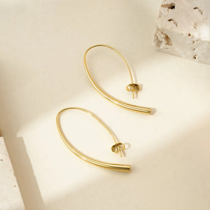 1 Pair Simple Style C Shape Irregular Polishing Plating 304 Stainless Steel 14K Gold Plated Earrings