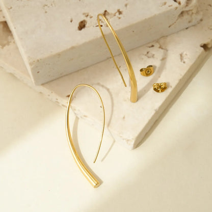 1 Pair Simple Style C Shape Irregular Polishing Plating 304 Stainless Steel 14K Gold Plated Earrings