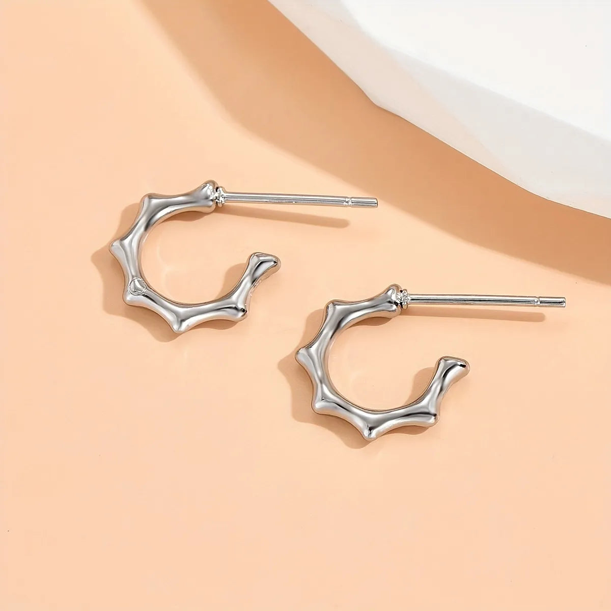 1 Pair Simple Style C Shape Irregular Polishing Stainless Steel Ear Studs