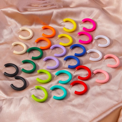 1 Pair Simple Style C Shape Plastic Ear Studs