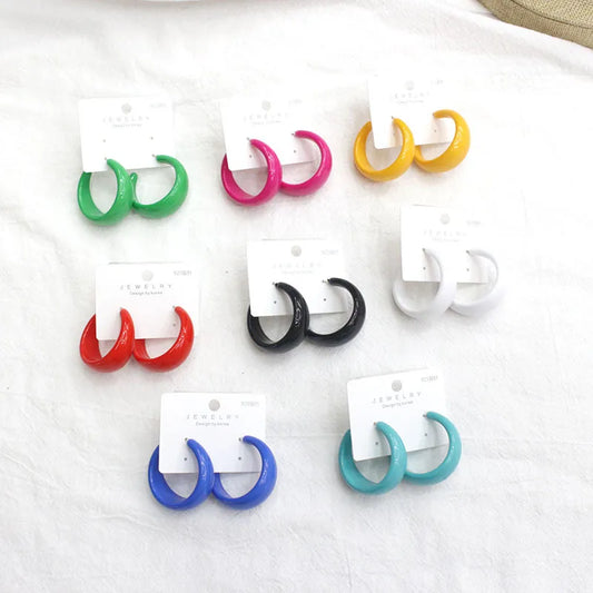 1 Pair Simple Style C Shape Plastic Resin Ear Studs