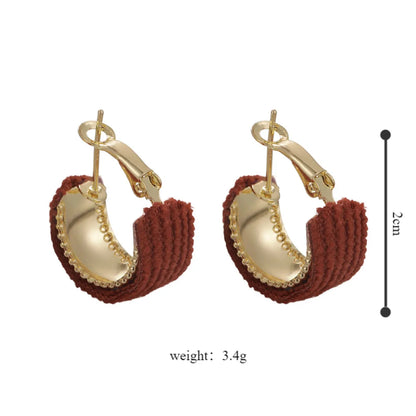 1 Pair Simple Style C Shape Plating Alloy Cloth Gold Plated Ear Studs