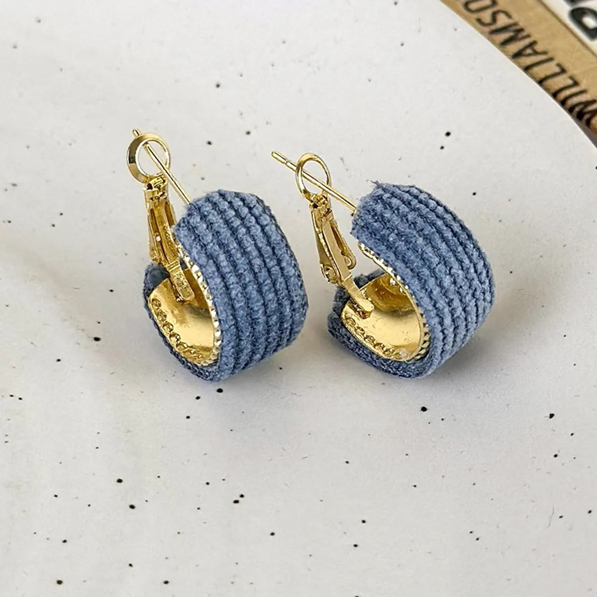 1 Pair Simple Style C Shape Plating Alloy Cloth Gold Plated Ear Studs