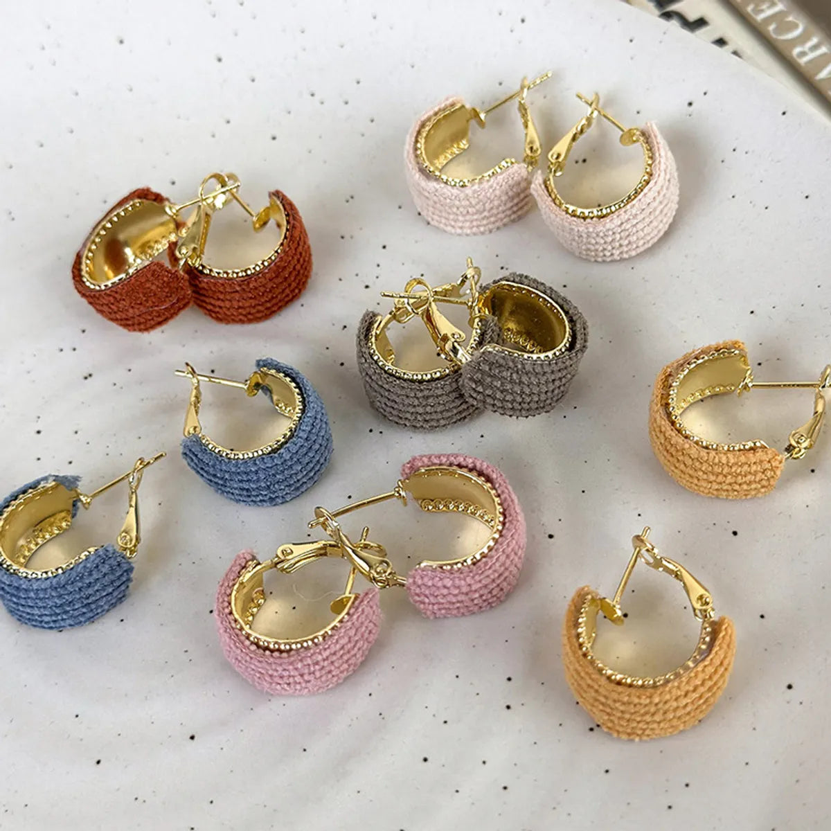 1 Pair Simple Style C Shape Plating Alloy Cloth Gold Plated Ear Studs