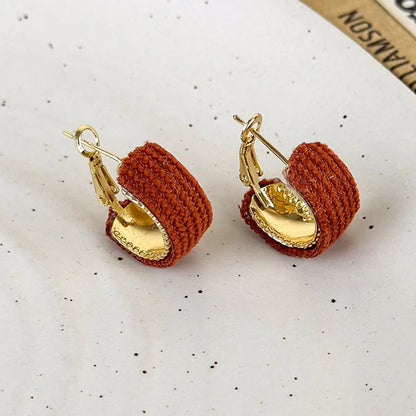 1 Pair Simple Style C Shape Plating Alloy Cloth Gold Plated Ear Studs