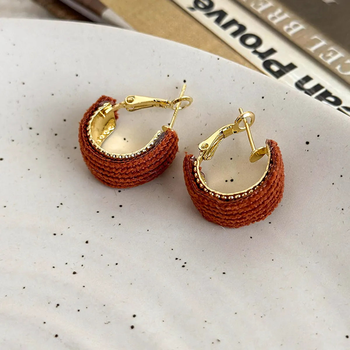 1 Pair Simple Style C Shape Plating Alloy Cloth Gold Plated Ear Studs