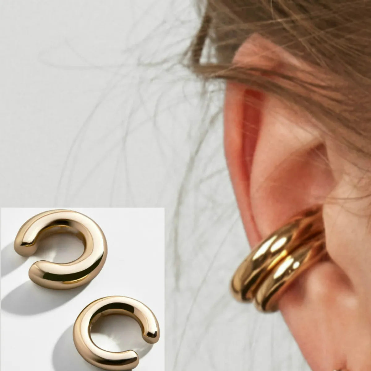 1 Pair Simple Style C Shape Plating Alloy Ear Cuffs