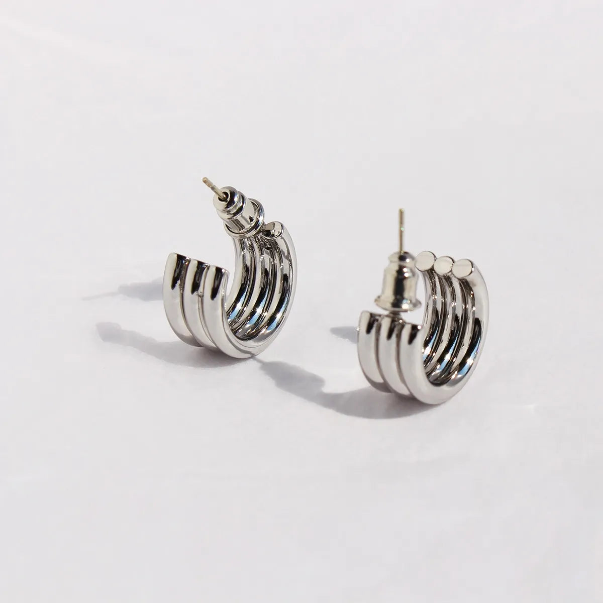 1 Pair Simple Style C Shape Plating Brass 18K Gold Plated Ear Studs