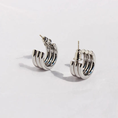 1 Pair Simple Style C Shape Plating Brass 18K Gold Plated Ear Studs