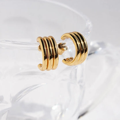 1 Pair Simple Style C Shape Plating Brass 18K Gold Plated Ear Studs