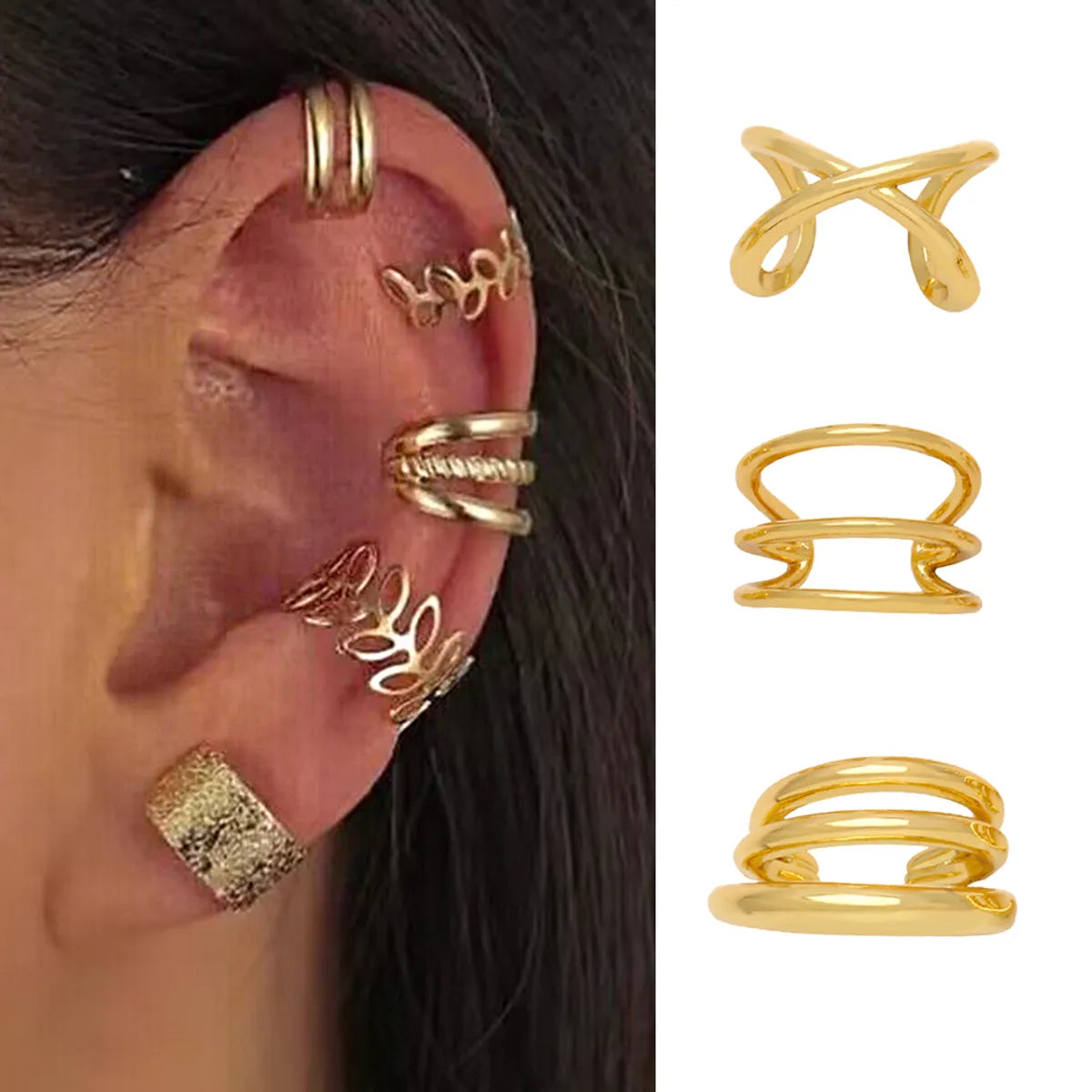 1 Pair Simple Style C Shape Plating Copper 18k Gold Plated Ear Clips