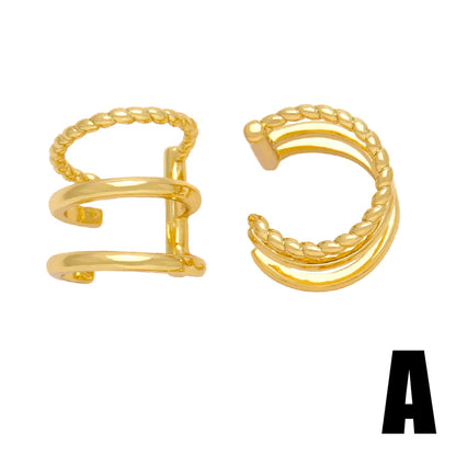 1 Pair Simple Style C Shape Plating Copper 18k Gold Plated Ear Clips