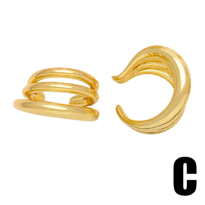 1 Pair Simple Style C Shape Plating Copper 18k Gold Plated Ear Clips