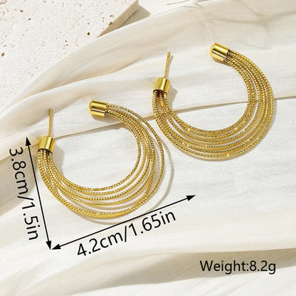 1 Pair Simple Style C Shape Plating Copper 18k Gold Plated Ear Studs