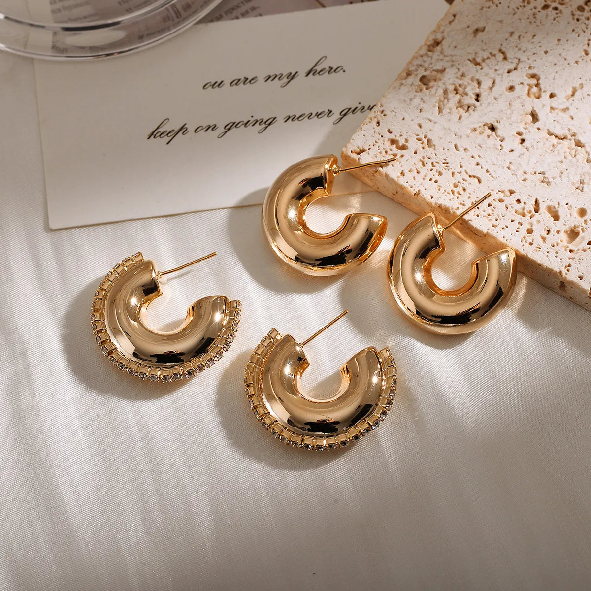 1 Pair Simple Style C Shape Plating Copper 18k Gold Plated Ear Studs