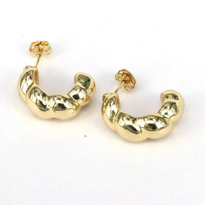 1 Pair Simple Style C Shape Plating Copper 18k Gold Plated Ear Studs