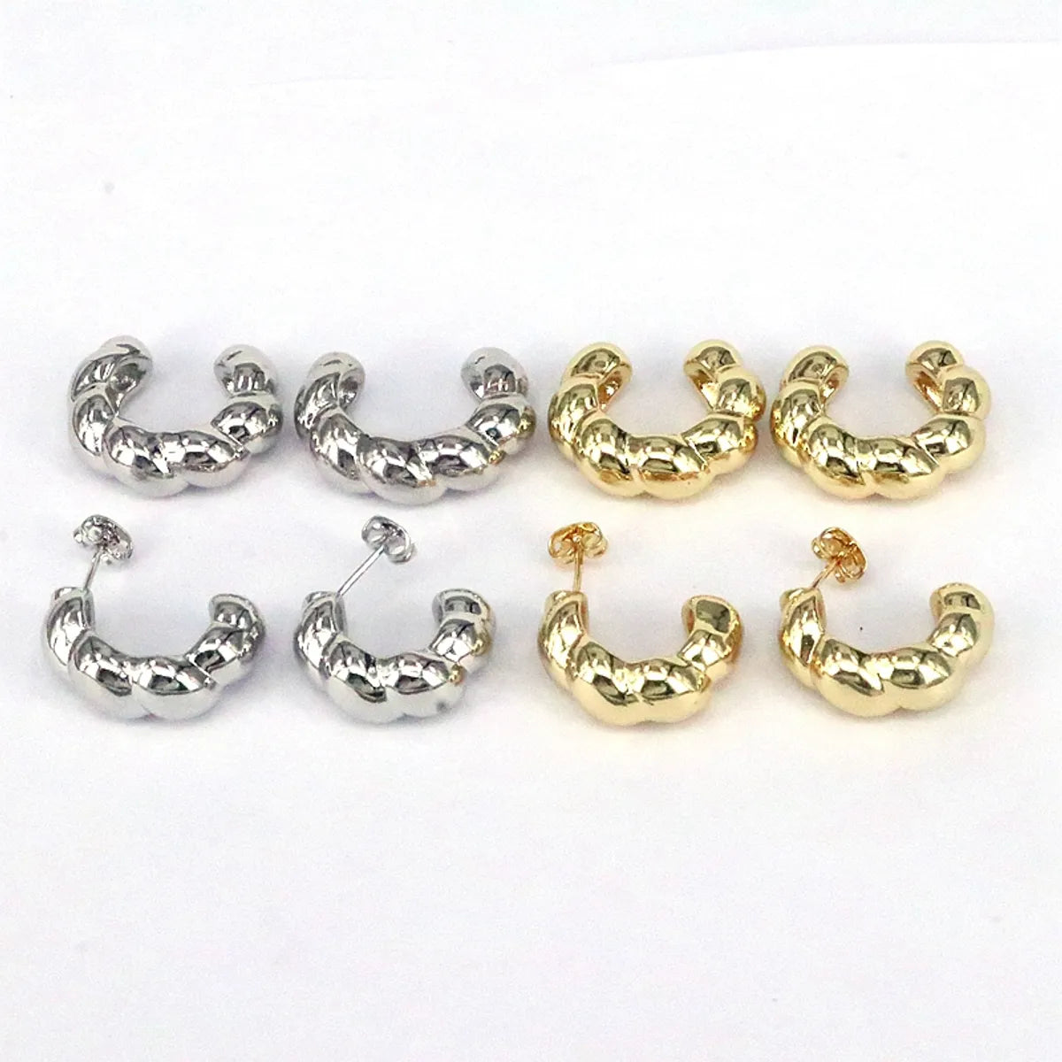 1 Pair Simple Style C Shape Plating Copper 18k Gold Plated Ear Studs