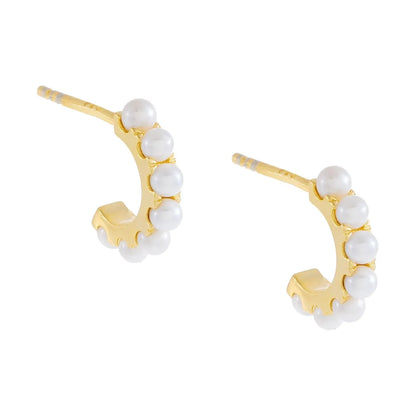 1 Pair Simple Style C Shape Plating Inlay Copper Pearl Gold Plated Ear Studs