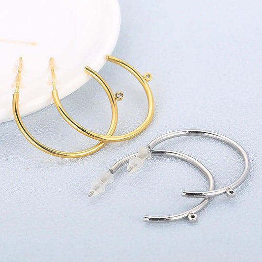 1 Pair Simple Style C Shape Plating Inlay Stainless Steel Rhinestones Ear Studs