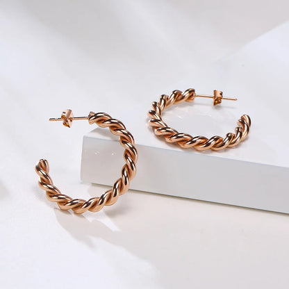 1 Pair Simple Style C Shape Plating Stainless Steel 18k Gold Plated Ear Studs