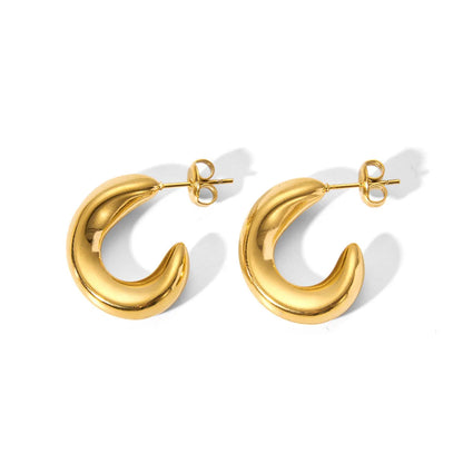 1 Pair Simple Style C Shape Plating Stainless Steel 18k Gold Plated Ear Studs