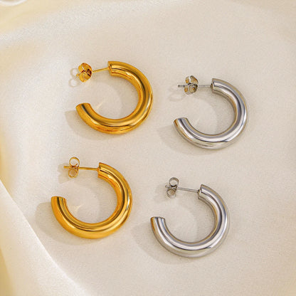 1 Pair Simple Style C Shape Plating Stainless Steel 18k Gold Plated Ear Studs