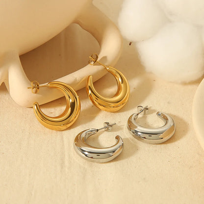 1 Pair Simple Style C Shape Plating Stainless Steel 18k Gold Plated Ear Studs