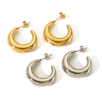 1 Pair Simple Style C Shape Plating Stainless Steel 18k Gold Plated Ear Studs