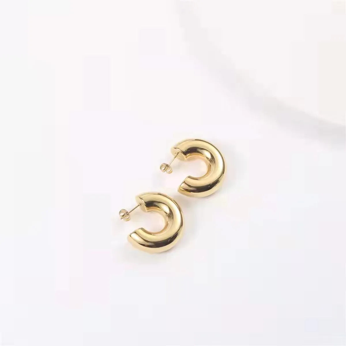 1 Pair Simple Style C Shape Plating Stainless Steel Ear Studs