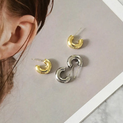 1 Pair Simple Style C Shape Plating Stainless Steel Ear Studs