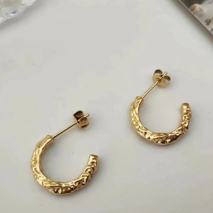 1 Pair Simple Style C Shape Plating Stainless Steel Gold Plated Ear Studs