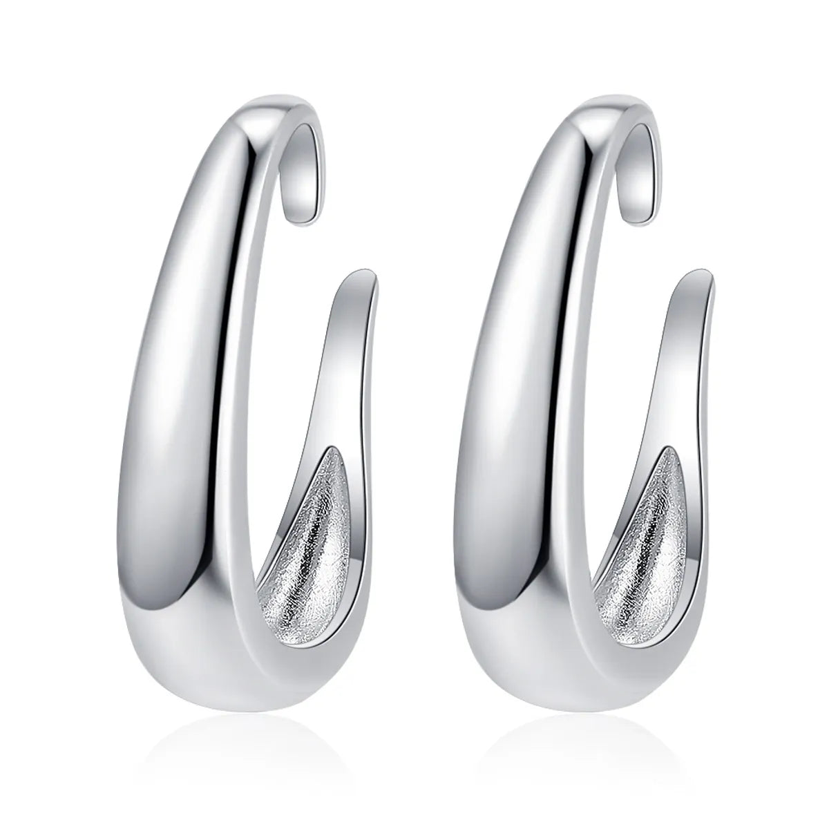 1 Pair Simple Style C Shape Plating Sterling Silver White Gold Plated Earrings