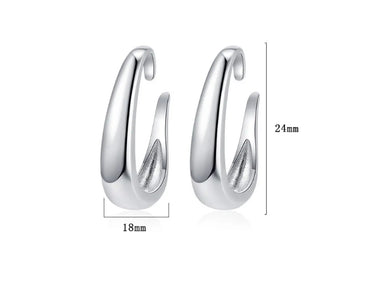 1 Pair Simple Style C Shape Plating Sterling Silver White Gold Plated Earrings