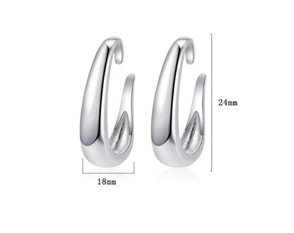 1 Pair Simple Style C Shape Plating Sterling Silver White Gold Plated Earrings