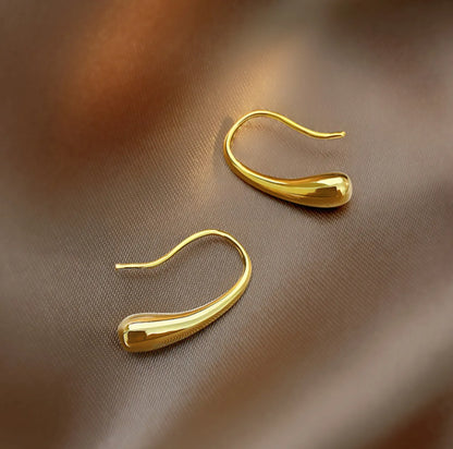 1 Pair Simple Style C Shape Plating 304 Stainless Steel Titanium Steel 18K Gold Plated Drop Earrings