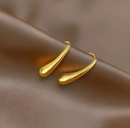 1 Pair Simple Style C Shape Plating 304 Stainless Steel Titanium Steel 18K Gold Plated Drop Earrings