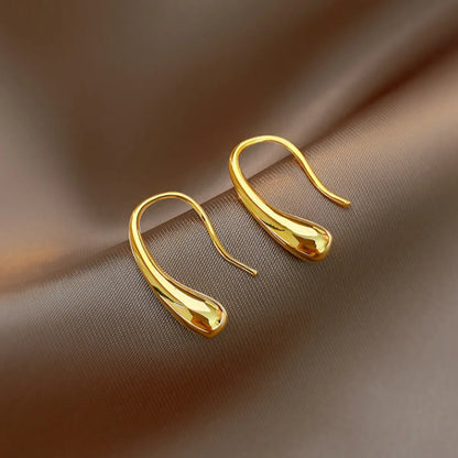 1 Pair Simple Style C Shape Plating 304 Stainless Steel Titanium Steel 18K Gold Plated Drop Earrings