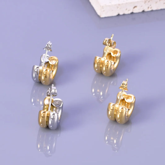 1 Pair Simple Style C Shape Plating Titanium Steel Gold Plated Earrings