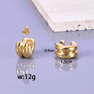 1 Pair Simple Style C Shape Plating Titanium Steel Gold Plated Earrings