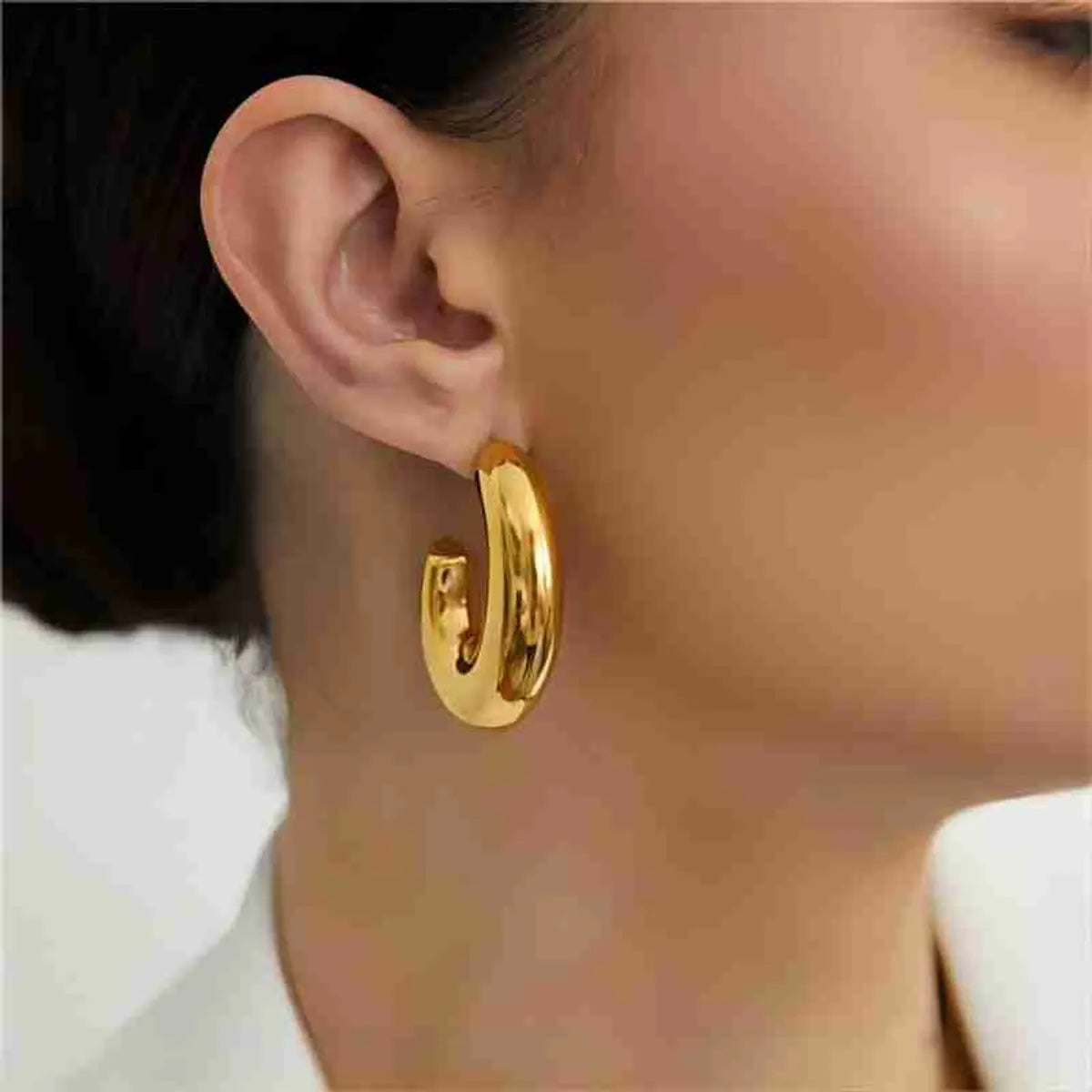 1 Pair Simple Style C Shape Polishing Plating Stainless Steel 18k Gold Plated Ear Studs