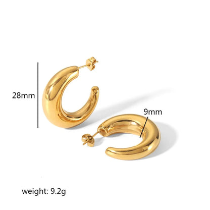 1 Pair Simple Style C Shape Polishing Plating Stainless Steel 18k Gold Plated Ear Studs