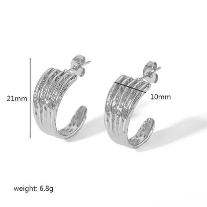 1 Pair Simple Style C Shape Polishing Plating 304 Stainless Steel Ear Studs