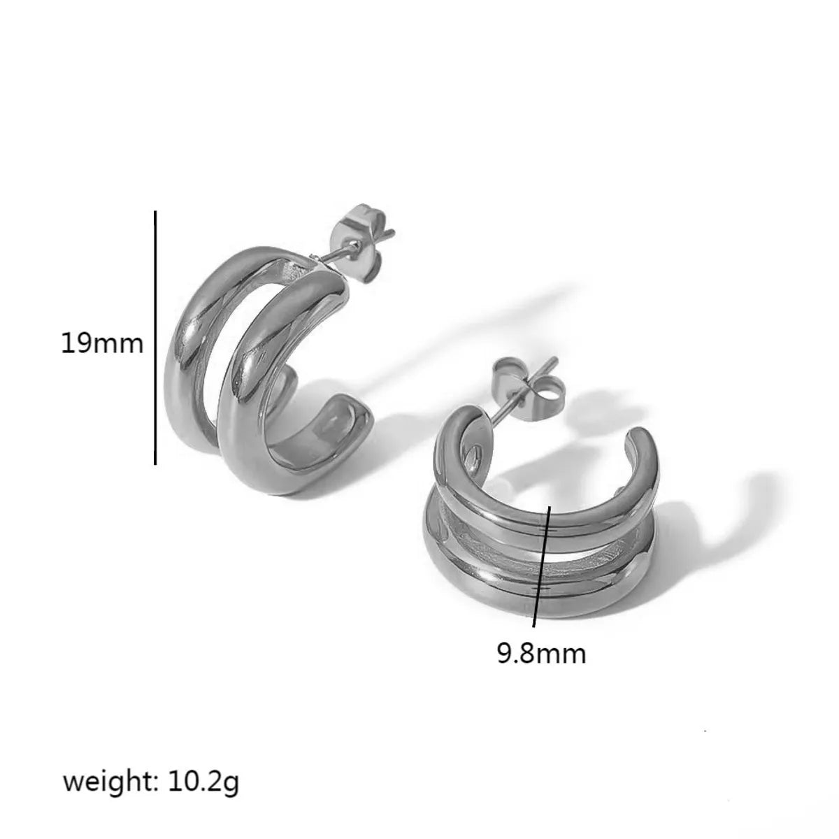 1 Pair Simple Style C Shape Polishing Plating Stainless Steel 18k Gold Plated Ear Studs