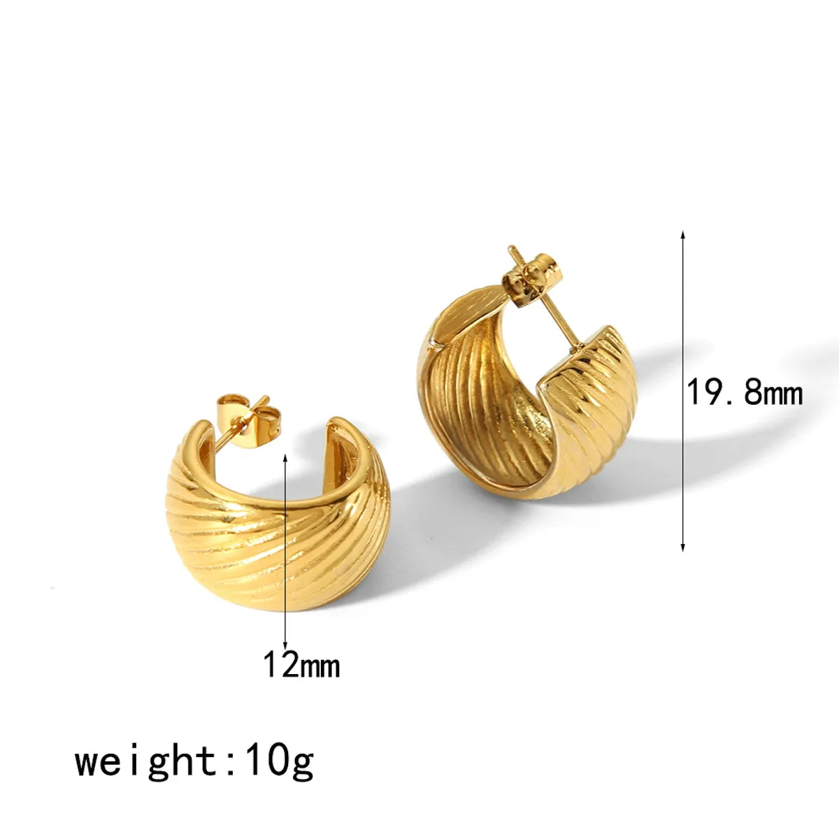 1 Pair Simple Style C Shape Polishing Plating Stainless Steel 18k Gold Plated Earrings