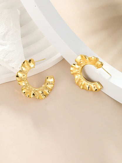 1 Pair Simple Style C Shape Solid Color Plating Stainless Steel 18k Gold Plated Ear Studs