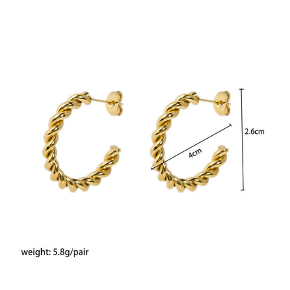 1 Pair Simple Style C Shape 304 Stainless Steel 18K Gold Plated Ear Studs