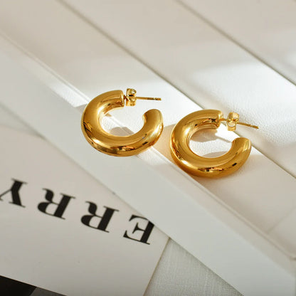 1 Pair Simple Style C Shape Stainless Steel Ear Studs