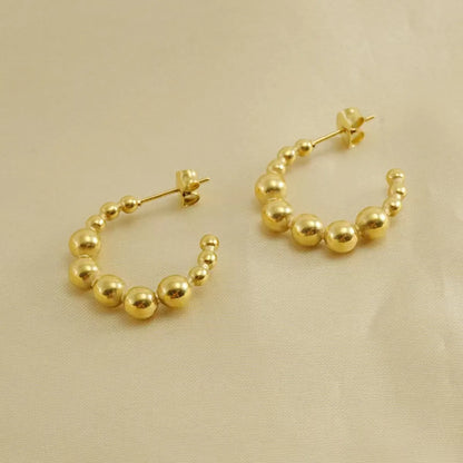 1 Pair Simple Style C Shape Stainless Steel Gold Plated Ear Studs